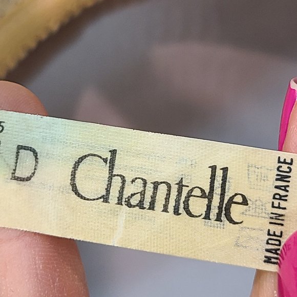 Vintage Chantelle Bra 32D Ivory Mesh Lace Unlined Underwire Made in France - Picture 8 of 11
